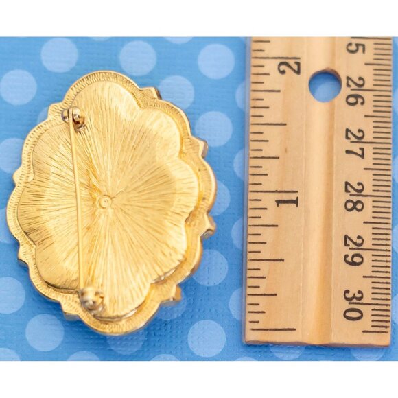 Vintage Victorian Pink and Gold Tone Stone Brooch by Avon - M6 - Picture 2 of 2